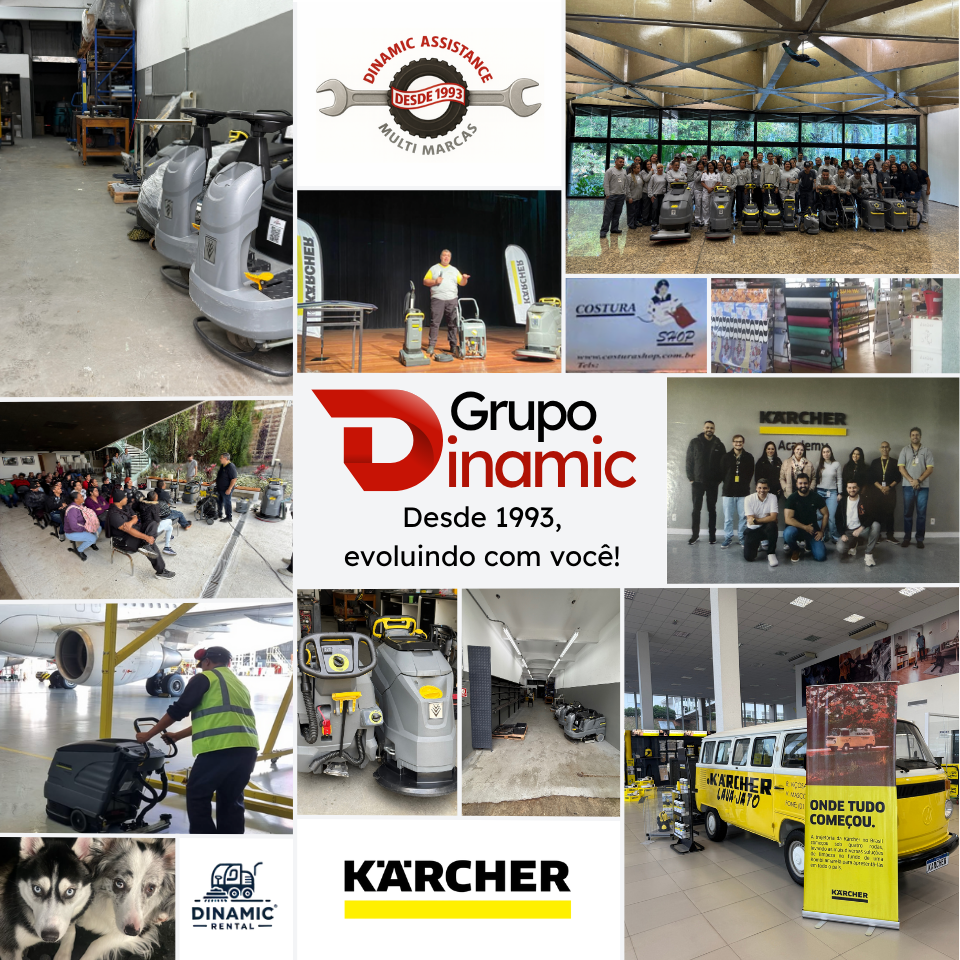 Mosaico de fotos do Grupo Dinamic ao longo da sua história